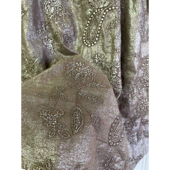 Vintage Wrangler Women Pearl Snap Button Up Shirt Brown Stitched Floral Size XXL - Picture 14 of 15